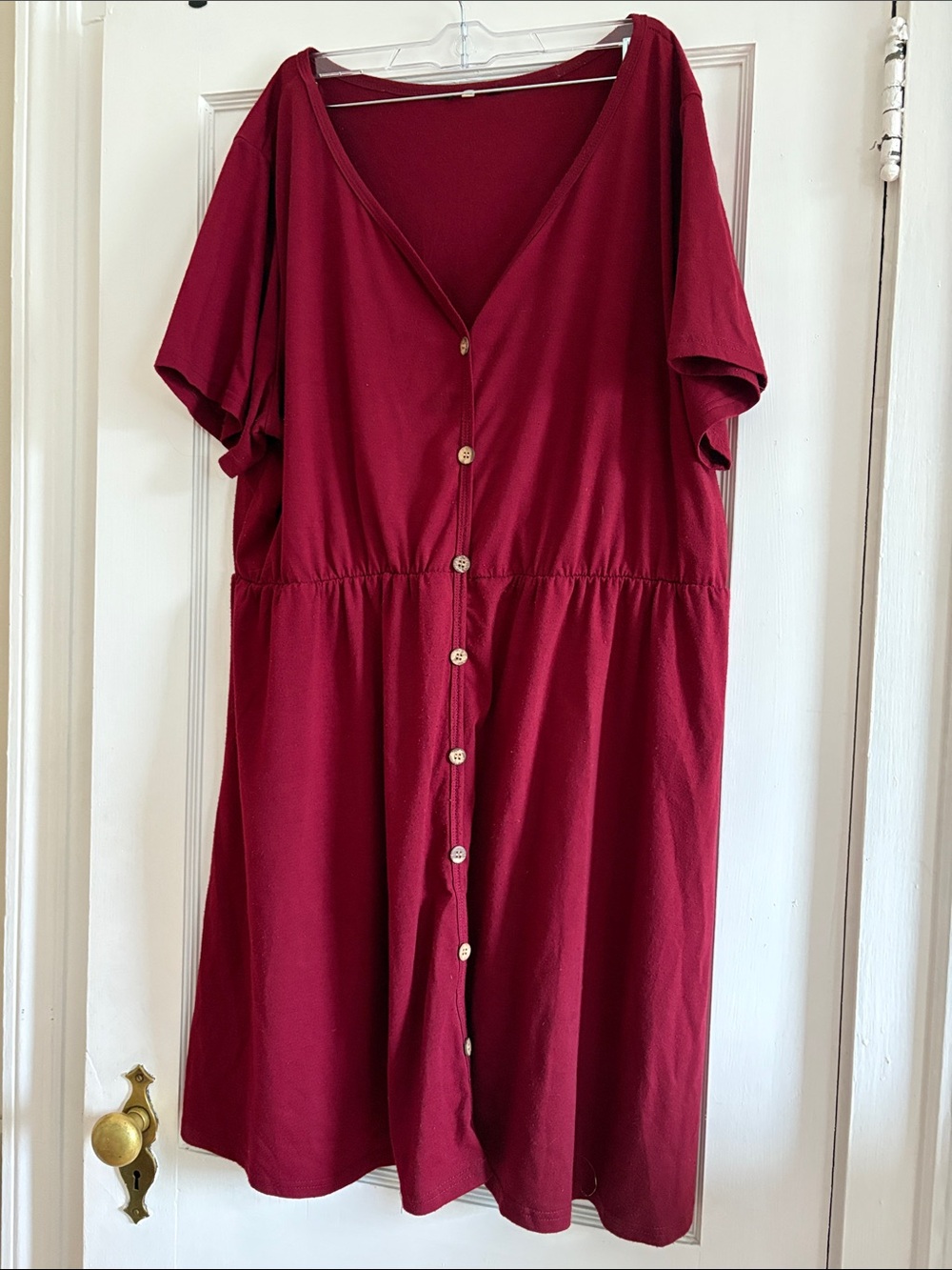 Amazon Women’s Button-Front Midi Dress in Deep Burgundy